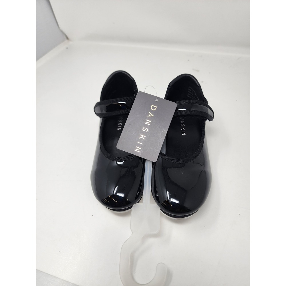 Danskin Girls Mary Jane Tap Shoes Black Faux Leather Dance Size 12